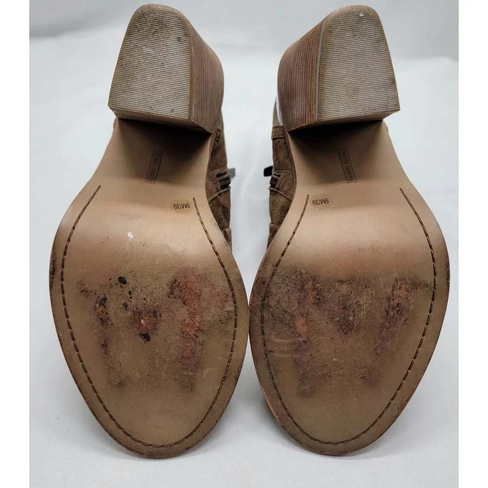 Vince Camuto Women's Taupe/Brown Koral Suede Peep Toe Slingback Booties - 9
